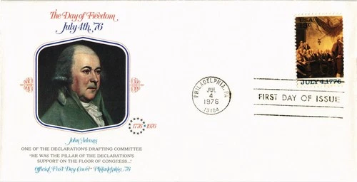 Dr Jim Stamps FDC 13c Delegates & John Adams Scott 1692 Philadelphia '76 Monarch