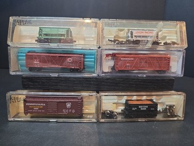 6 Pack Of Atlas N Scale Freight Train Cars See Details & Pictures! ADV