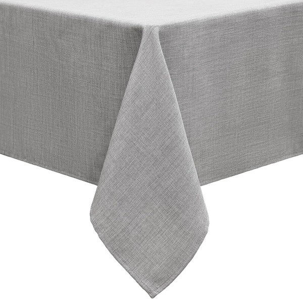Tischdecke Abwaschbar Leinenoptik Eckig 100 X 140 Cm Wasserabweisend Hellgrau-image