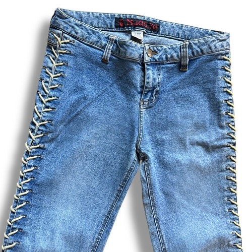 Rare Vintage Y2K Mudd Yo! Schnürjeans Low Rise Flare Bell Bottoms Hip Hugger - Bild 6 von 7