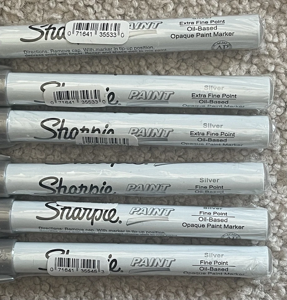 MARCADORES DE PINTURA PLATEADA A BASE DE ACEITE SHARPIE-3 PUNTOS EXTRA FINOS+3 PUNTOS FINOS (TOTAL 6) Foto 4 de 4