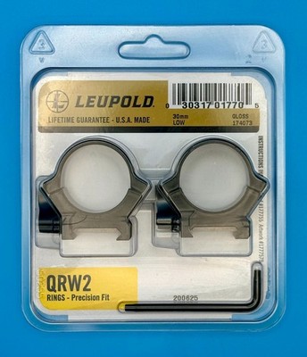 Leupold 30mm Low Ring Set QRW2 Gloss Black Steel Rings Quick-Release 174073