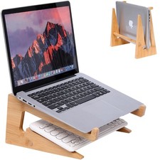 Wooden Laptop Stand Vertical for Desk Bamboo Compatible with MacBook Air
