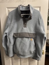 Carhartt Sherpa Pullover With Snap Closure Size Medium Soft Blue Model OJ4991-M