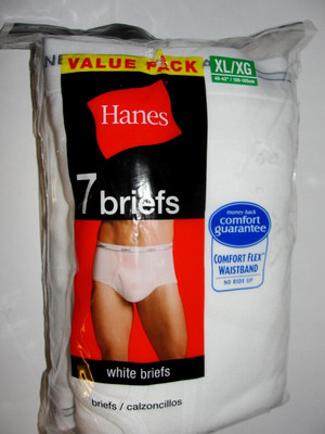 Hanes Value Pack  7 Pair Comfort Flex Waistband White Briefs Men SZ XL 40-42 New