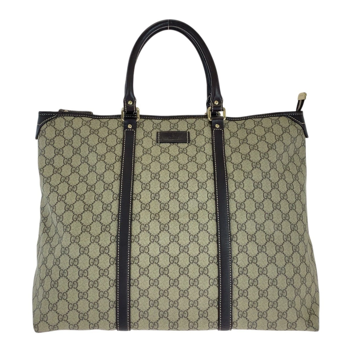 Sac fourre tout bandoulière GUCCI 201482 beige marron or quincaillerie GG toile suprême