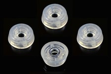 4 SMALL CLEAR ROUND RUBBER FEET .671 W x .250 H - CUTTING BOARDS - US MADE