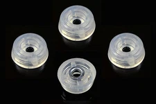 4 SMALL CLEAR ROUND RUBBER FEET .671 W x .250 H - CUTTING BOARDS  - US MADE