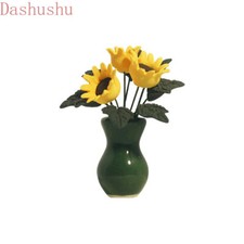 Dollhouse 1:12 Scale Miniature Sunflower Ceramic Pot Flowers Garden Accessories