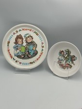 1969 Vintage Raggedy Ann And Andy Oneida Deluxe Melamine Plate  Bowl Set
