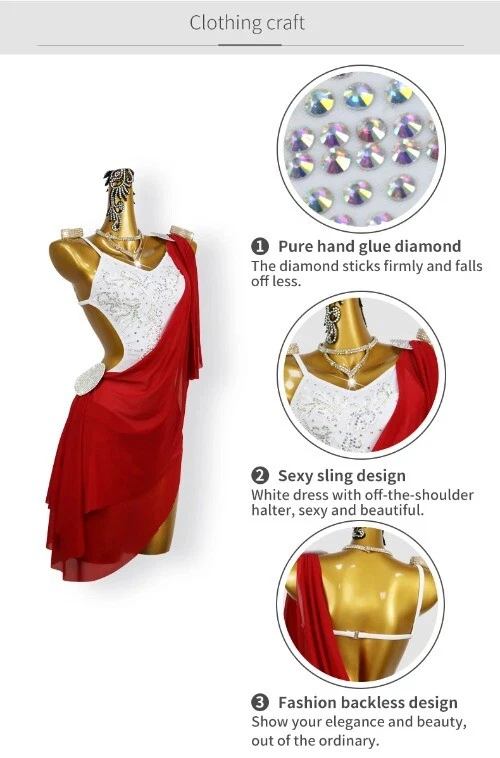 VETEMENTS Gonna competizione danza latina vestito sexy festa sala abiti abbigliamento pratica