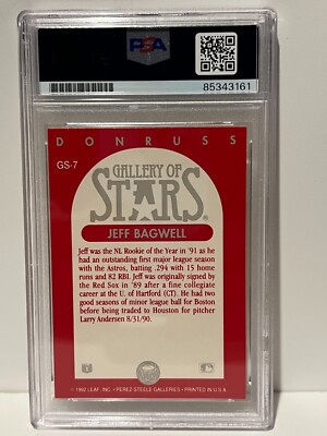 JEFF BAGWELL 1992 Donruss Gallery of Stars Signed Auto Autographed