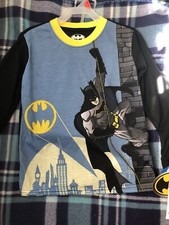 DC Comics Batman Pajamas 2 Piece Set Boys Size XS 4/5 Flame Resistant NEW 