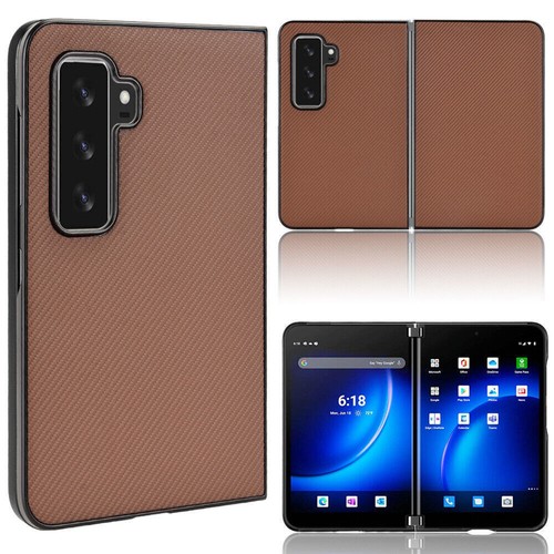 For Microsoft Surface Duo / 2 Shockproof Carbon Fiber Pattern Leather Case Cover - Picture 15 of 17