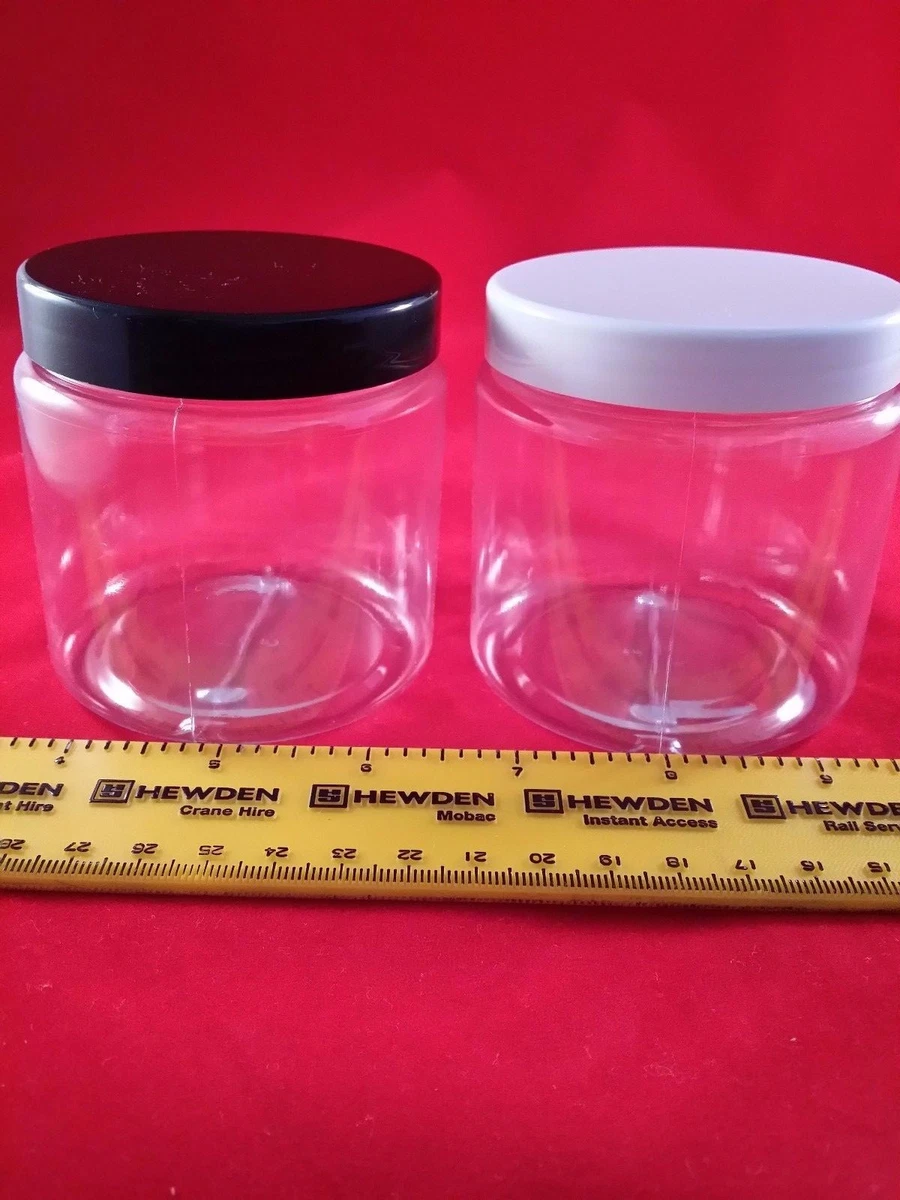 250ml clear PVC plastic jars pots tub containers wadded screw top 5 10 20 30 40