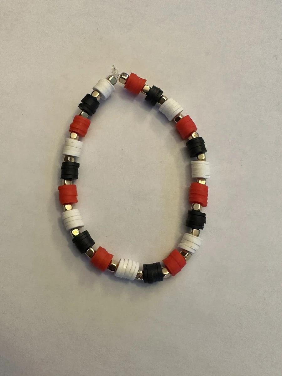 Red and White Clay Bead Bracelet