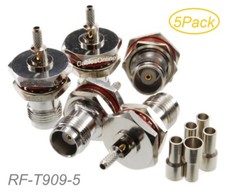 5-Pack TNC Female Bulkhead Crimp Connectors for RG316/RG174/RG178/LMR100 Coax