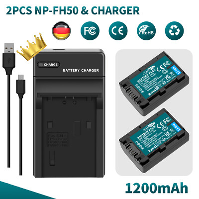 2x Akku & Ladegerät Für Sony NP-FH30 NP-FH40 NP-FH50 NP-FH60 FH70 FH100 DCR-SR32