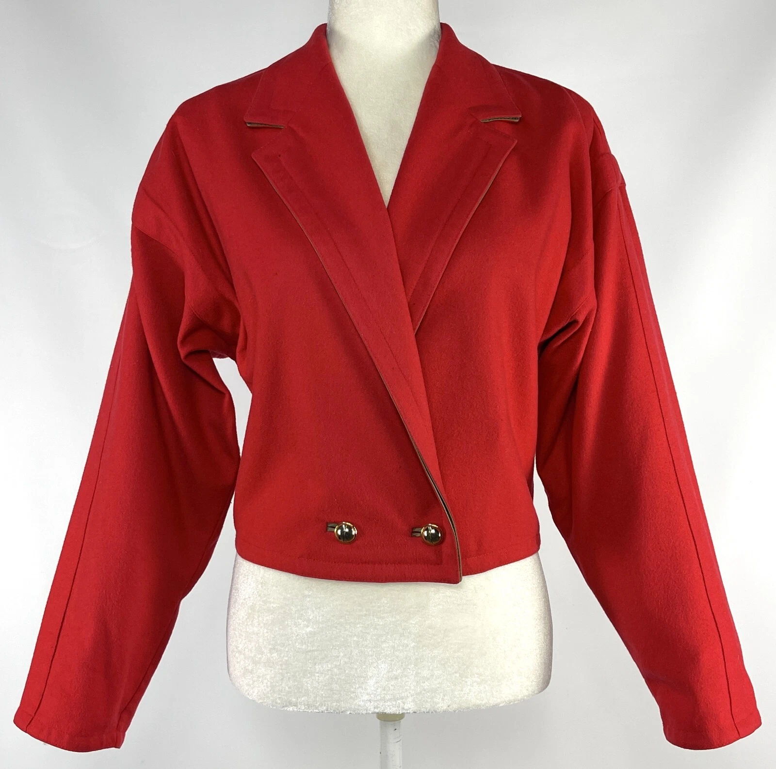 Rarissima giacca corta lana rossa Gianni Versace vintage fine anni 70 Made in Italy