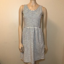 Womens J Crew Size 0 Black Label Sleeveless Dress White and Navy Striped