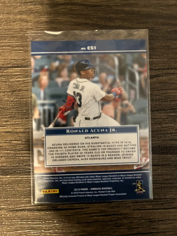 Ronald Acuna Jr 2019 Panini Donruss Elite Series Pink Fireworks Prizm - Braves - Image 2 of 2