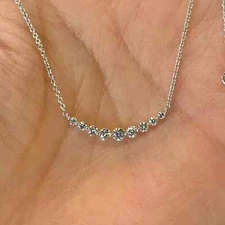 2Ct Lab Created Diamond Bar Layering Necklace Free Chain 14K White Gold Plated