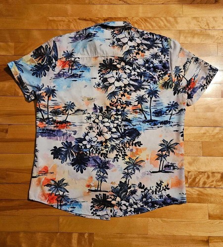 Men Point Zero casual button-down tropical Traveler Vacation Summer Resort Beach - Picture 4 of 7