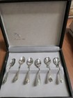 6 Cuillères Moka en Argent 800% gr 58 Article De Cadeau Avec Trousse