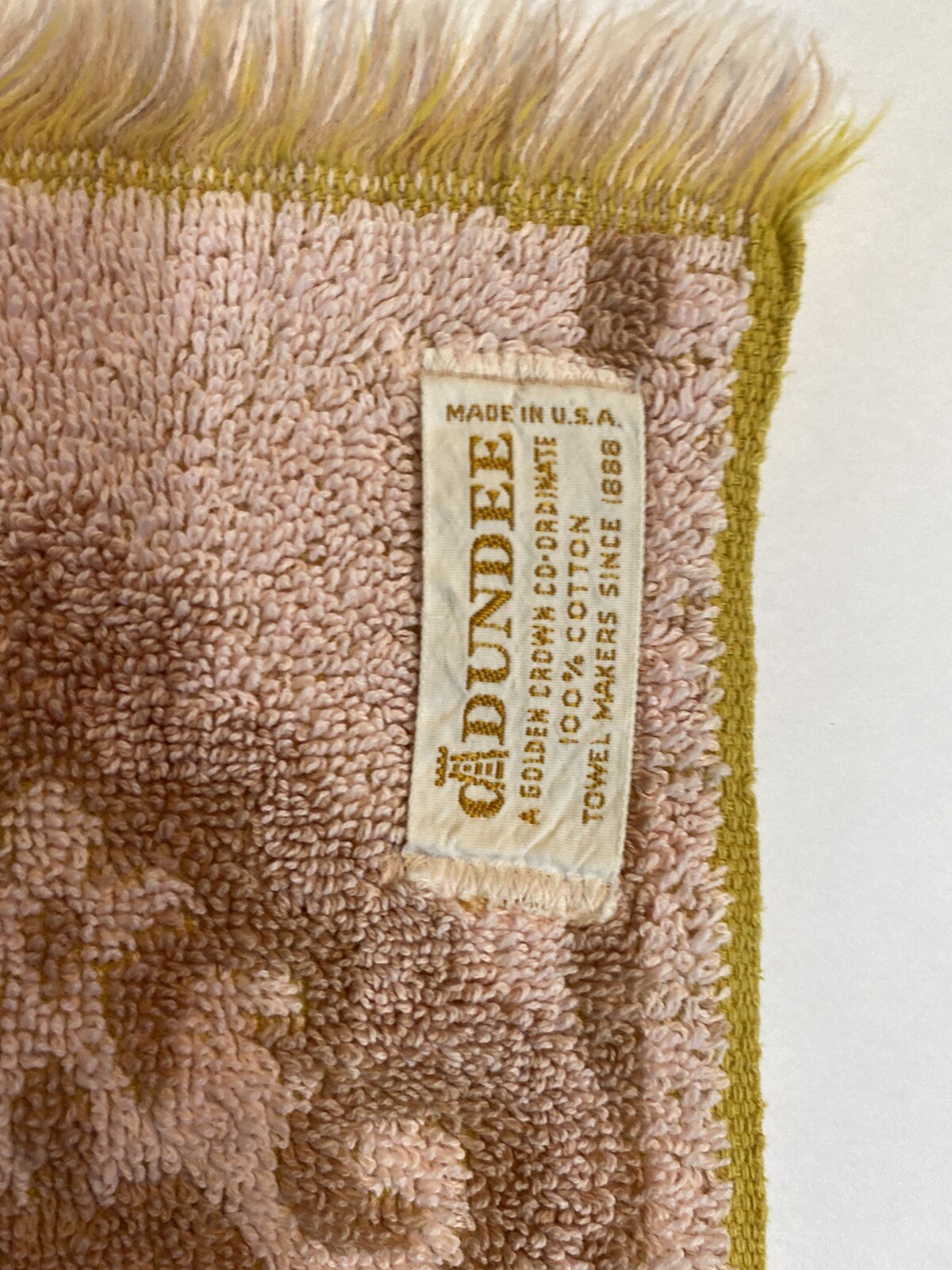 Vintage Dundee Bath Towel Wash Cloth 100 Cotton Set Of 2 USA Pink Gold eBay