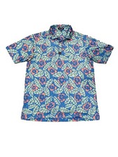 Bad Birdie Polo Shirt Mens XL Floral Print Pastel Performance Golf Short Sleeve