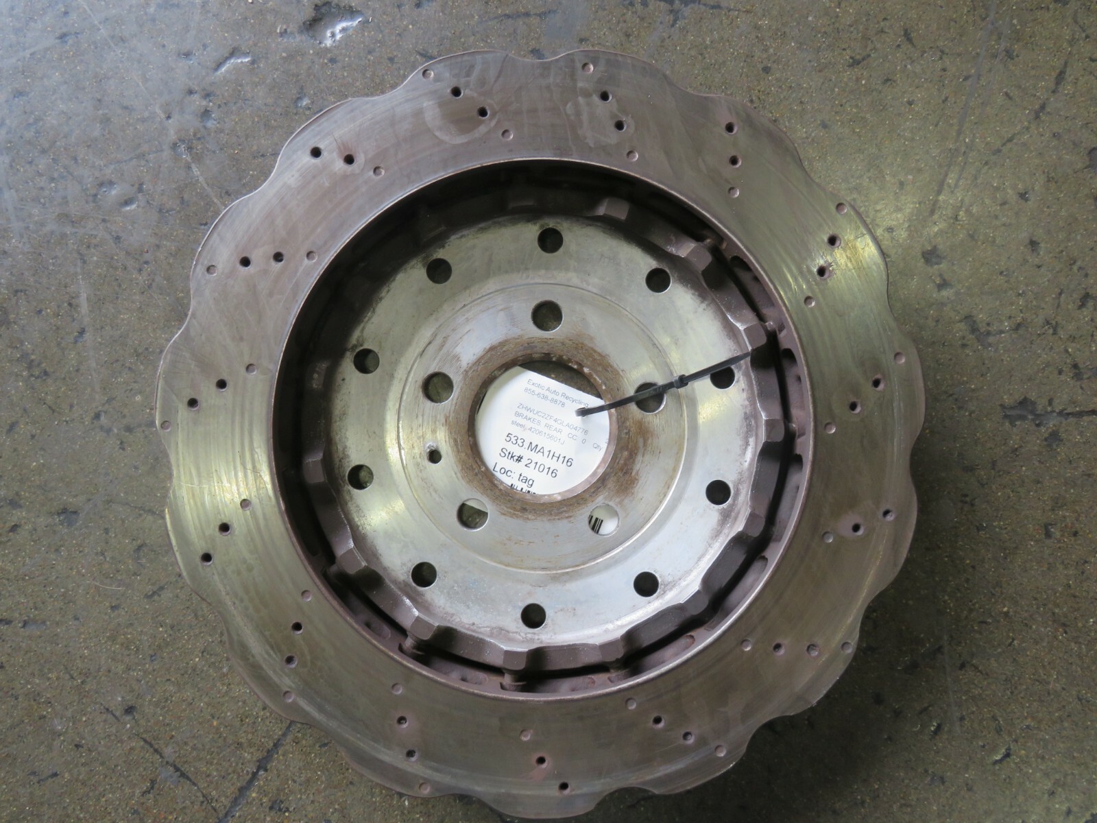 2016 Lamborghini Huracan LP580, Rear Brake Rotor, Steel, Used, P/N 420615601J