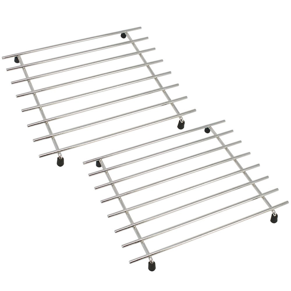 2x Topfuntersetzer aus Edelstahl mit Gummifüßen - Untersetzer für Topf