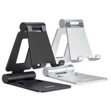 2 Pack Dual Folding Cell Phone Stand, Fully Adjustable A-Black  Silver
