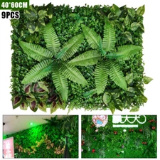 9 Pieces Artificial Mat Greenery Wall Hedge Grass Fence Foliage Panel Decoration