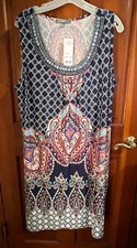 NY Collection Plus Size Sleeveless Lace-Up Tribal Print Shift Dress 3X MSRP $69