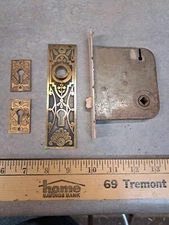 Lot of 4 Mortise Lock Parts Trim, Skeleton key style Free Shipping