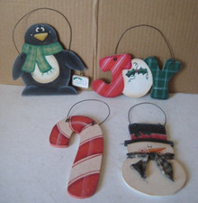 Christmas Decorations Wooden Signs Set of 4 Ready to Hang