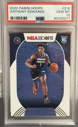 2020 PANINI NBA HOOPS ANTHONY EDWARDS ROOKIE CARD TIMBERWOLVES #216 RC PSA 10 🔥