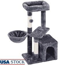 Multi-Level Cat Tree Tower W/ Condo Basket Perches Scratching Posts Plush Toy US