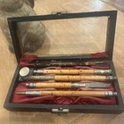Antique Desk Set of 5 Pieces & Glass w/Box, Rare wood pls read — photo 1