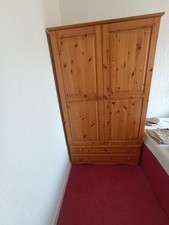 Solid Pine double door wardrobe with drawer