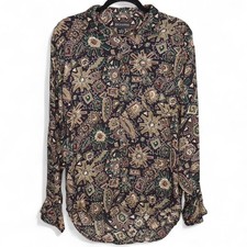 Reunion Menswear Vintage Size S Abstract Print Rayon Shirt Small Button Down