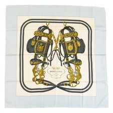 Hermes Silk Scarf Carre 90 "BRIDES de GALA" Blue Silk Scarf US duty free