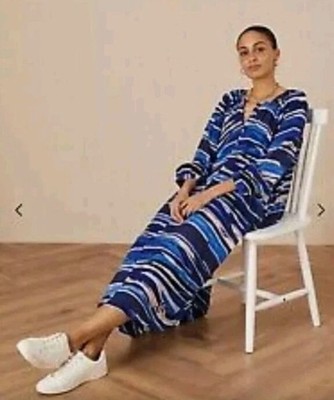 MONSOON   GELATO BLUE DRESS SIZE LARGE 16-18 3/4 sleeves loose fit summer 