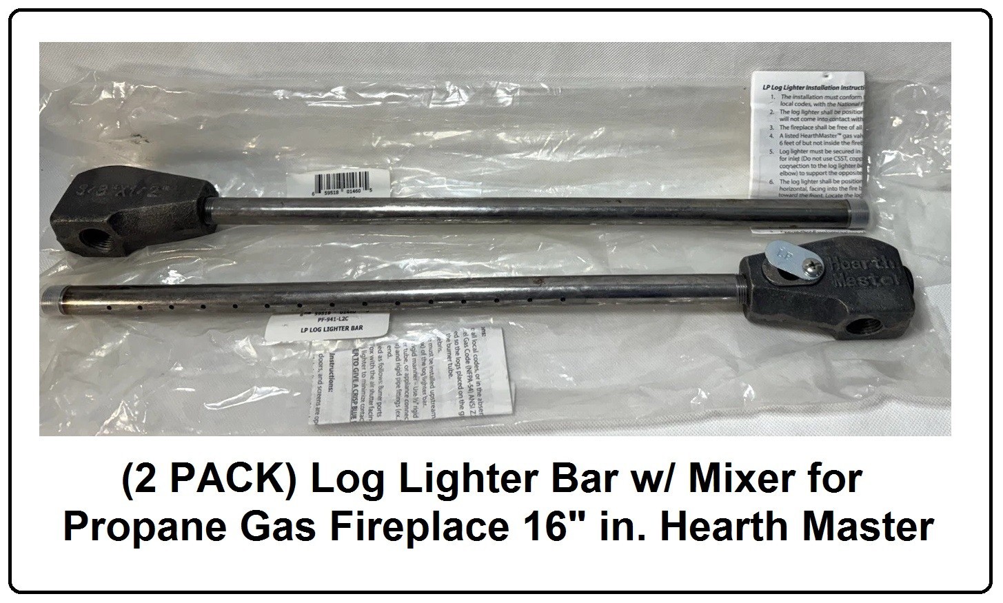 Bar W/ Mixer For Propane Gas Fireplace 16" In Hearth Master (2 Pack)