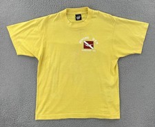 Vtg Screen Stars L Yellow Single Stitch Made In USA Shirt Diving Den Kokomo IN
