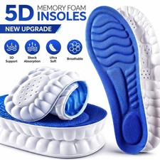5D Memory Foam Orthopaedic Massage Insoles For Shoes Women Men UK Size 4-13