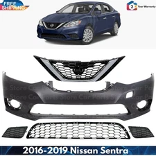 Front Bumper Cover Fascia & Grille Assembly Kit For 2016-2019 Nissan Sentra
