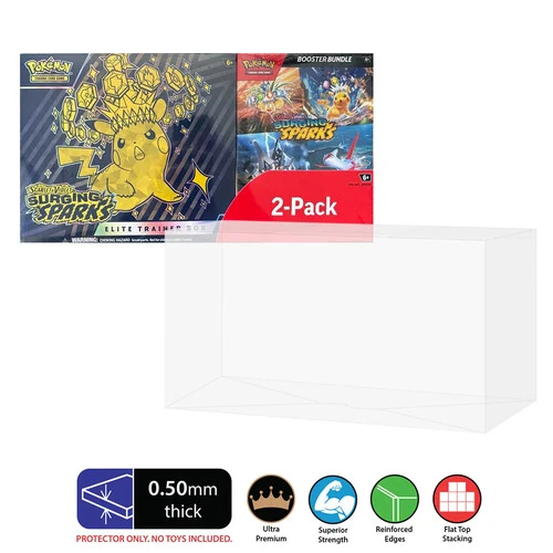 Protectors for POKEMON TCG Surging Sparks ETB & Booster 2 Pack Costco Bundle Box