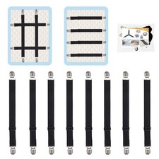 QoeCycth Adjustable Bed Sheet Straps Clips, Elastic Mattress Black